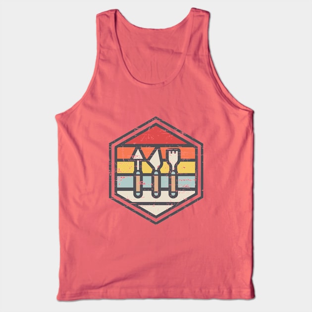 Retro Badge Sculpting Tools Light Tank Top by rojakdesigns